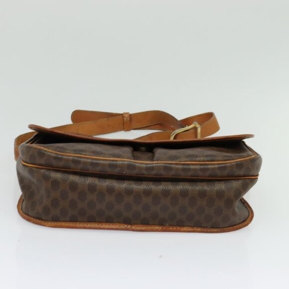 Authentic CELINE Macadam Canvas Shoulder Bag PVC Leather Brown Gold - Picture 12 of 16